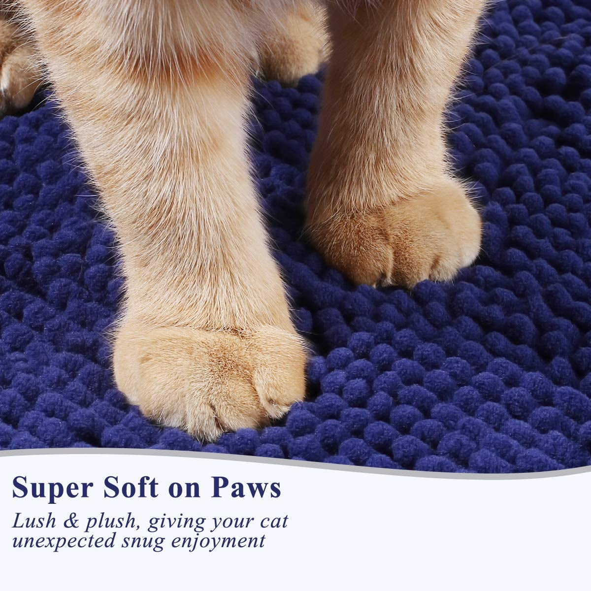 Cat Litter Mat, Litter Trapping Mat, 31"× 20" Cat Kitty Litter Rug with Waterproof Back, Super Soft for Cat'S Paws, Machine Washable, Navy Blue