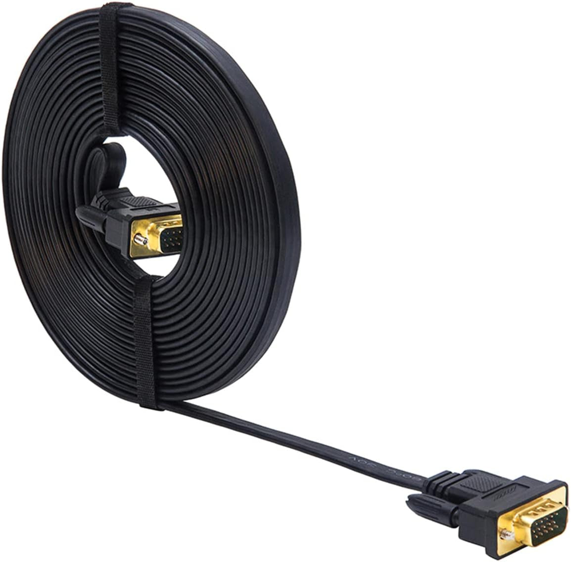 VGA to VGA Cable 50Ft Long Thin Flat 15 Pin Computer Monitor Cord Male to Male SVGA Wire (50 Feet, Black)