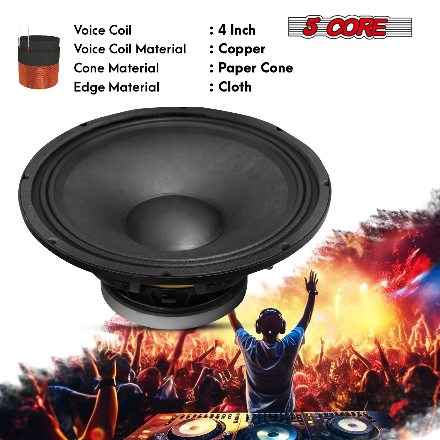 5Core 15 Inch Speaker 2000W Peak 8 Ohm Aluminum Frame Replacement DJ Sub Woofer