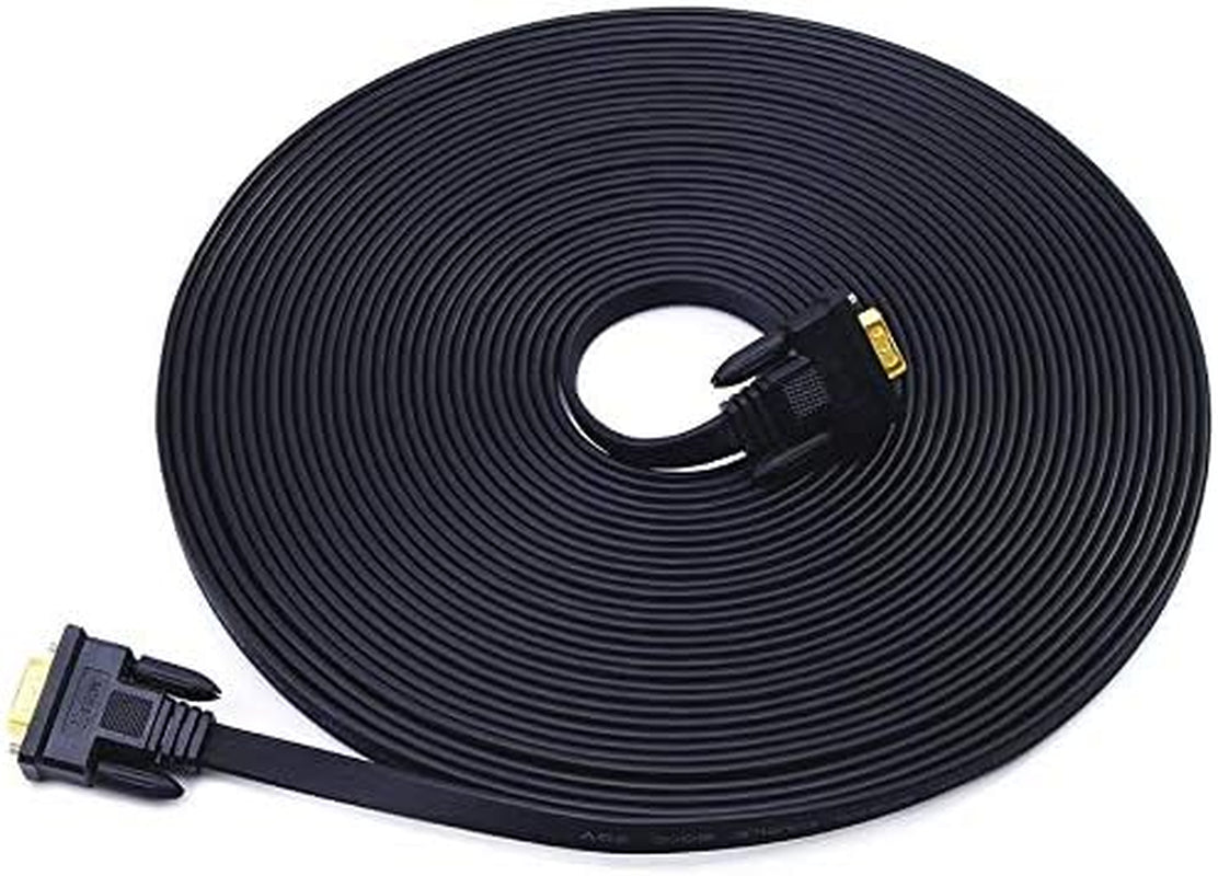 VGA to VGA Cable 50Ft Long Thin Flat 15 Pin Computer Monitor Cord Male to Male SVGA Wire (50 Feet, Black)