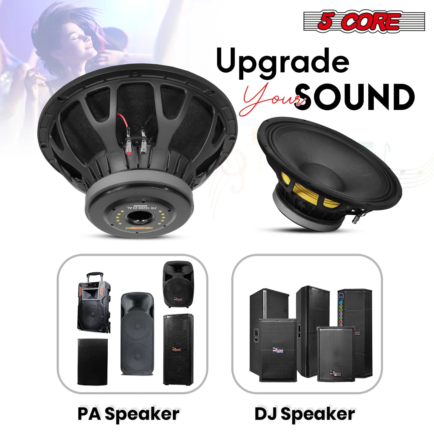 5Core 15 Inch Speaker 2000W Peak 8 Ohm Aluminum Frame Replacement DJ Sub Woofer