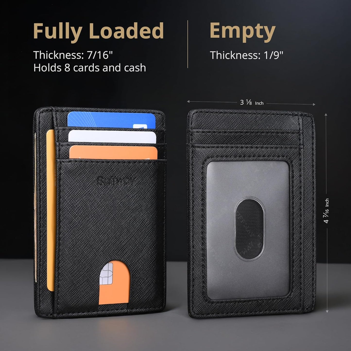 Slim Minimalist Front Pocket RFID Blocking Leather Wallets for Men and Women