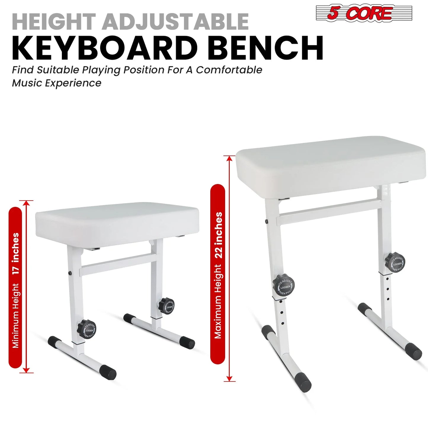 5CORE Keyboard Bench Piano Stool Thick Padded Seat Height Adjustable Keyboard Chair