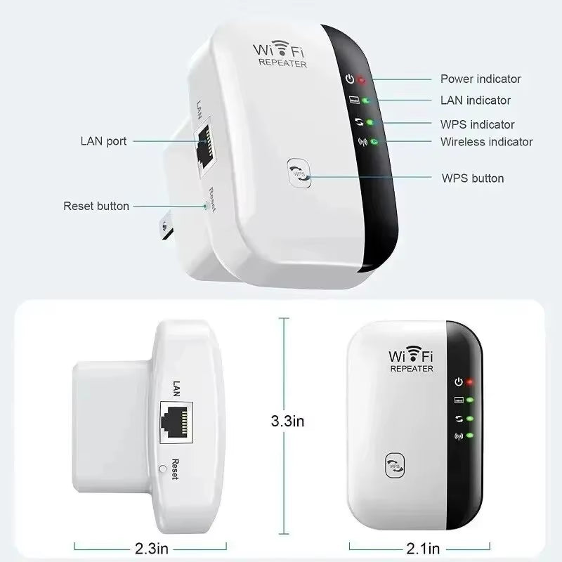 Wifi Repeater Wireless Signal Amplifier Extended Network Enhancer EU US Home Router 300M Thro