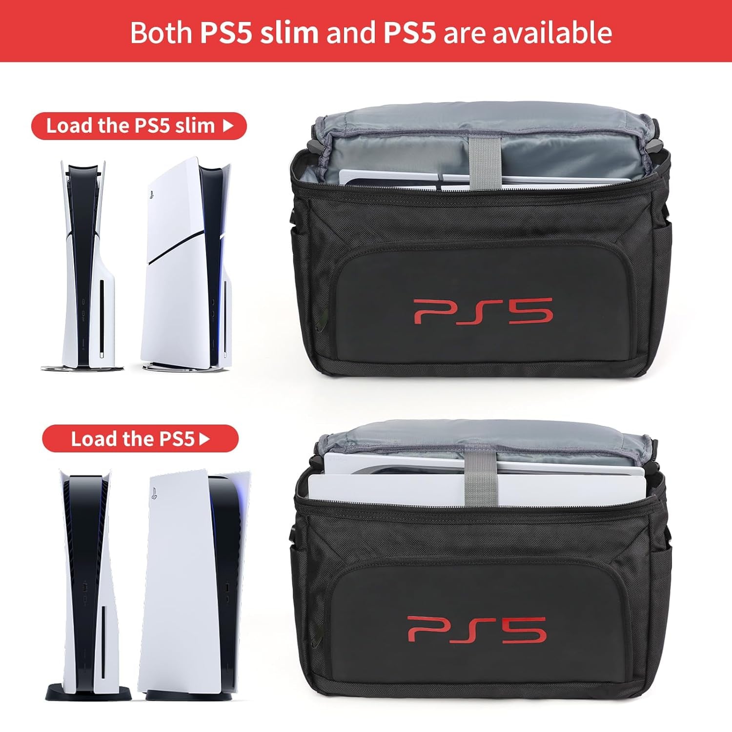 Ps5 Bag Ps5 Carrying Case Storage Case Bag for Play-Station 5 Slim Controller Console Ps5 Slim Travel Carrying Bag Travel Case for Game Disc Gaming Mice USB Cable Charger & Accessories