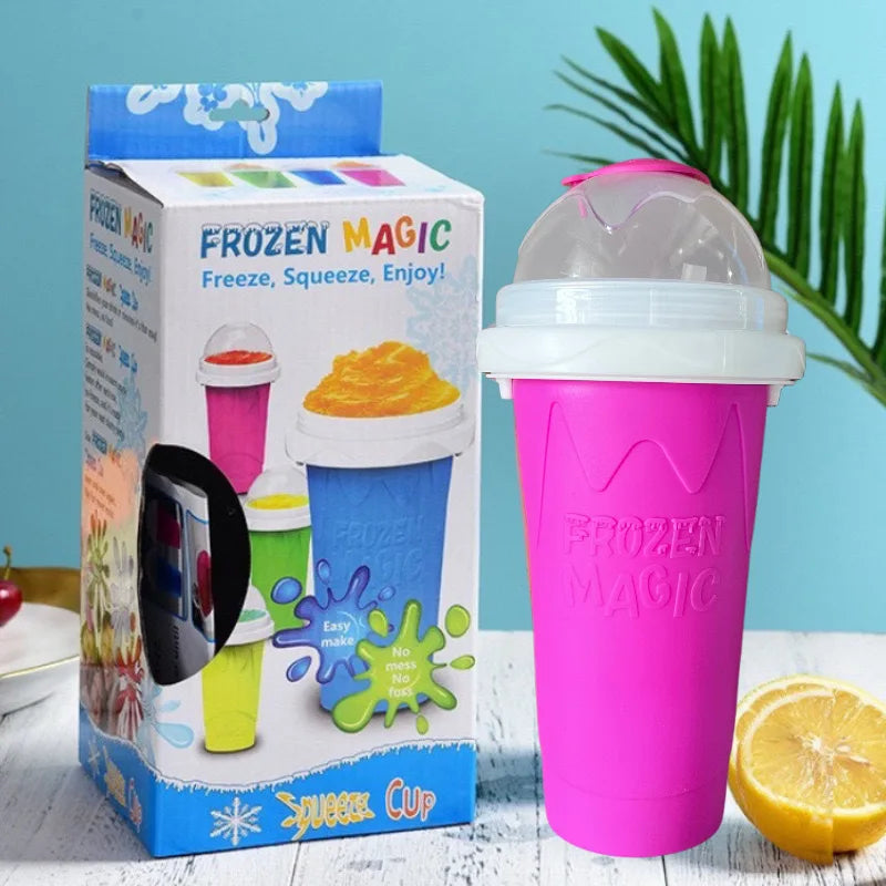 Squeeze Cup Magic Quick Frozen Smoothies Cupfor Juices Milk Ice Cream Make Double Layers Silica Cup for Kids Friends Family