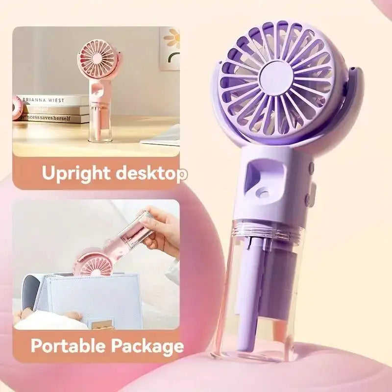 Mini Portable Folding Fan With Spray Mister Humidifier USB Rechargeable Handheld Fan Suitable For Living Room Classroom School B