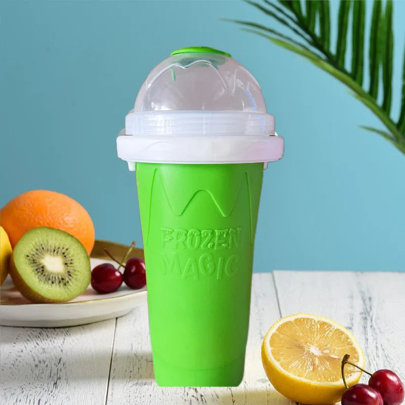 Squeeze Cup Magic Quick Frozen Smoothies Cupfor Juices Milk Ice Cream Make Double Layers Silica Cup for Kids Friends Family