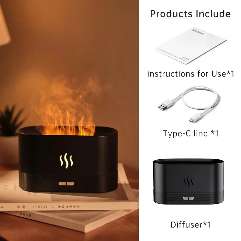 Vissko Aroma Flame Diffuser 180ML Air Humidifier Ultrasonic Aromatherapy Cool Mist Maker Essential Oil Lamp Difusers For Home