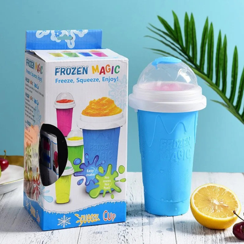 Squeeze Cup Magic Quick Frozen Smoothies Cupfor Juices Milk Ice Cream Make Double Layers Silica Cup for Kids Friends Family