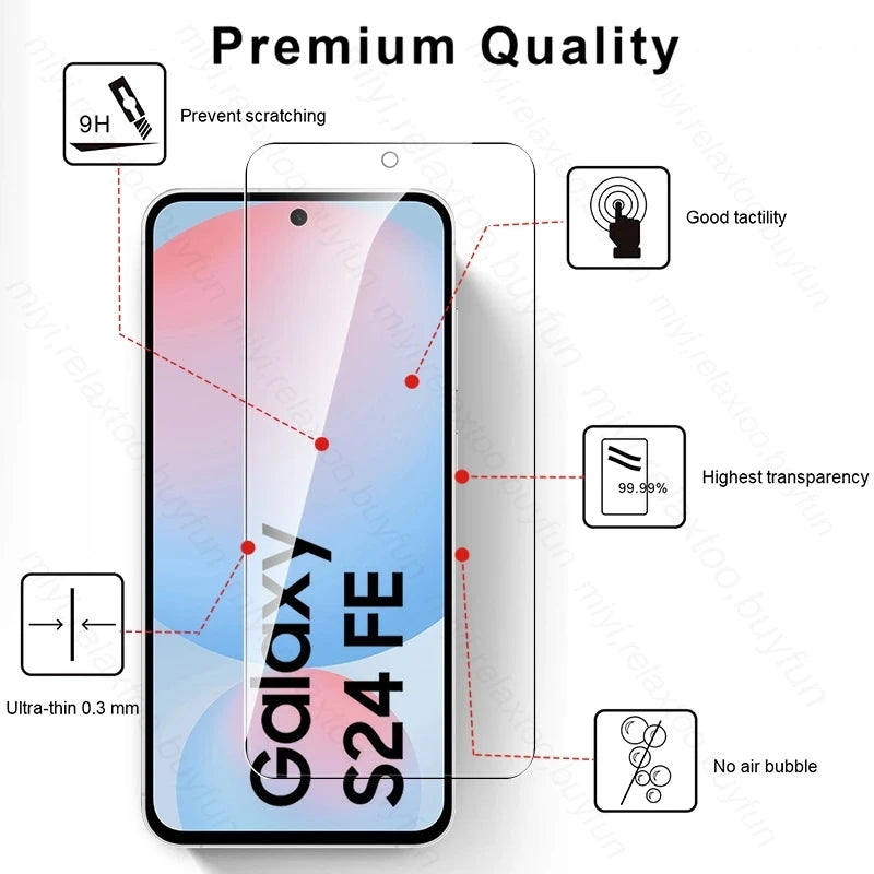 S24FE Cover 3Pcs Tempered Glass Screen Protector Case for Samsung Galaxy S24 FE 5G Protective Glass Samsun Sumsung S 24 FE 24FE