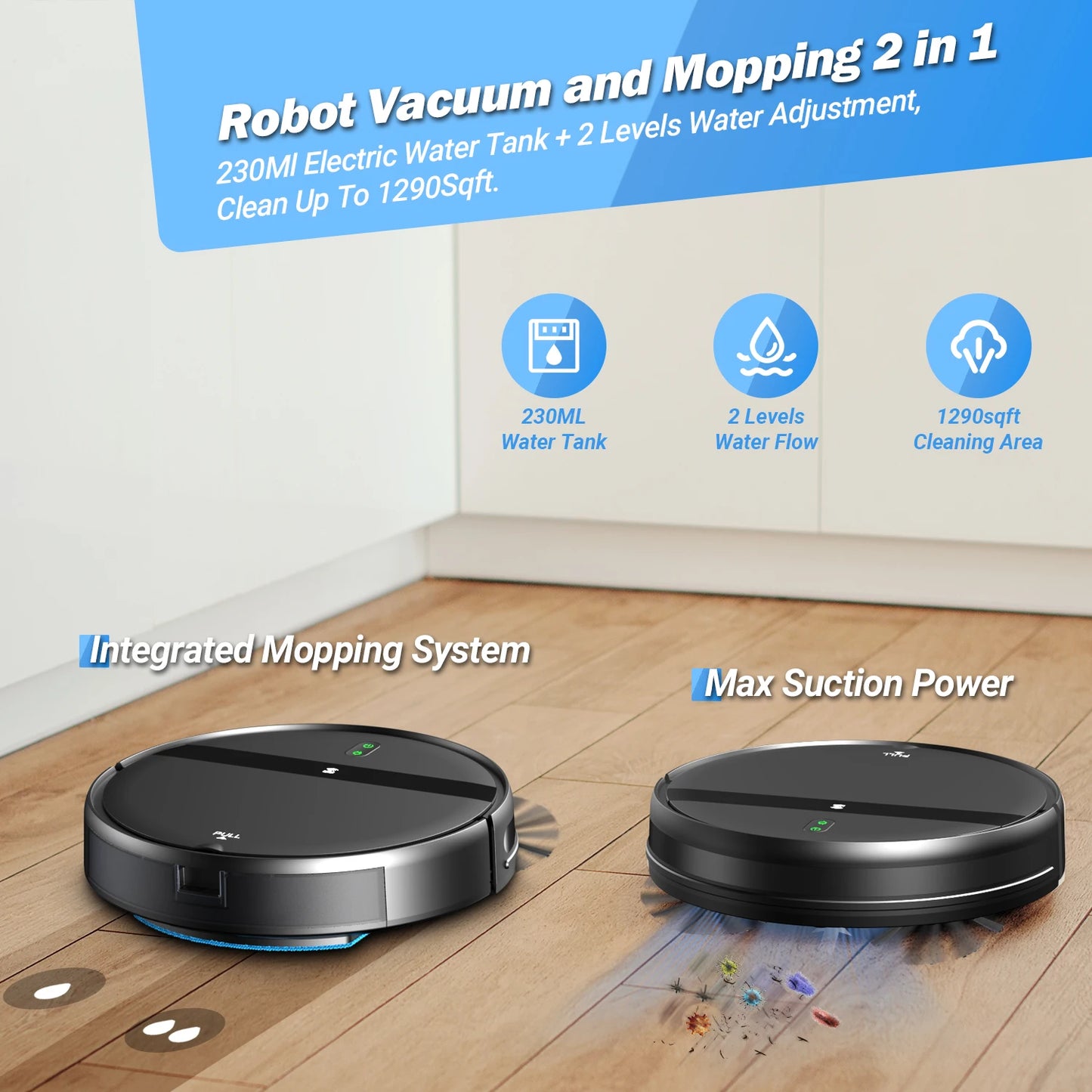 ZCWA Robot Vacuum Cleaner Auto Charging 6000Pa Power App Control Water Tank Wet Mopping Robot Vacuum Cleaner Electric Sweeper