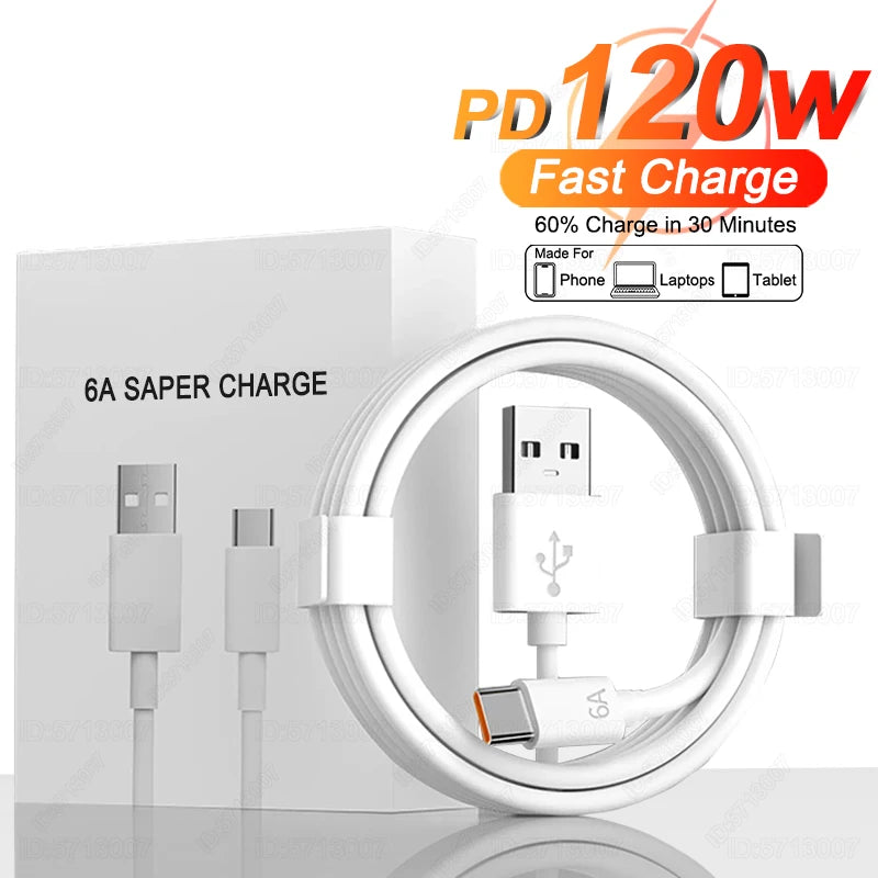 120W Fast Charging Cable For Xiaomi Mi 14 13T 12T 13 Ultra Redmi Note 13 12 11 Poco X6 F6 M6 Pro USB to Type C Fast Charge Cable