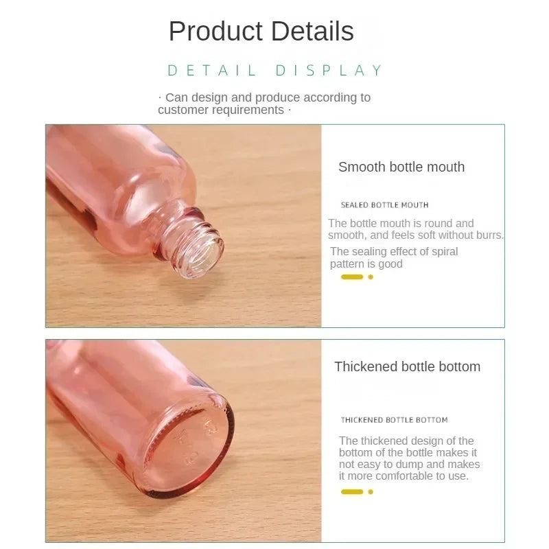 Dropper Bottles Refillable 5-100ML Rose Lid Cosmetic Container Pink Glass Aromatherapy Liquid for Essential Massage Oil Pipette