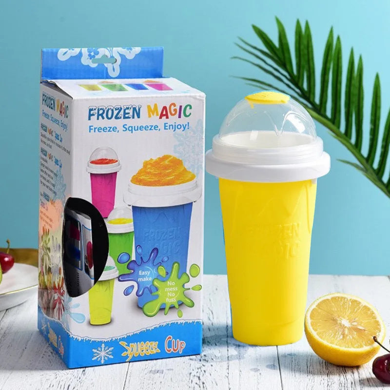 Squeeze Cup Magic Quick Frozen Smoothies Cupfor Juices Milk Ice Cream Make Double Layers Silica Cup for Kids Friends Family