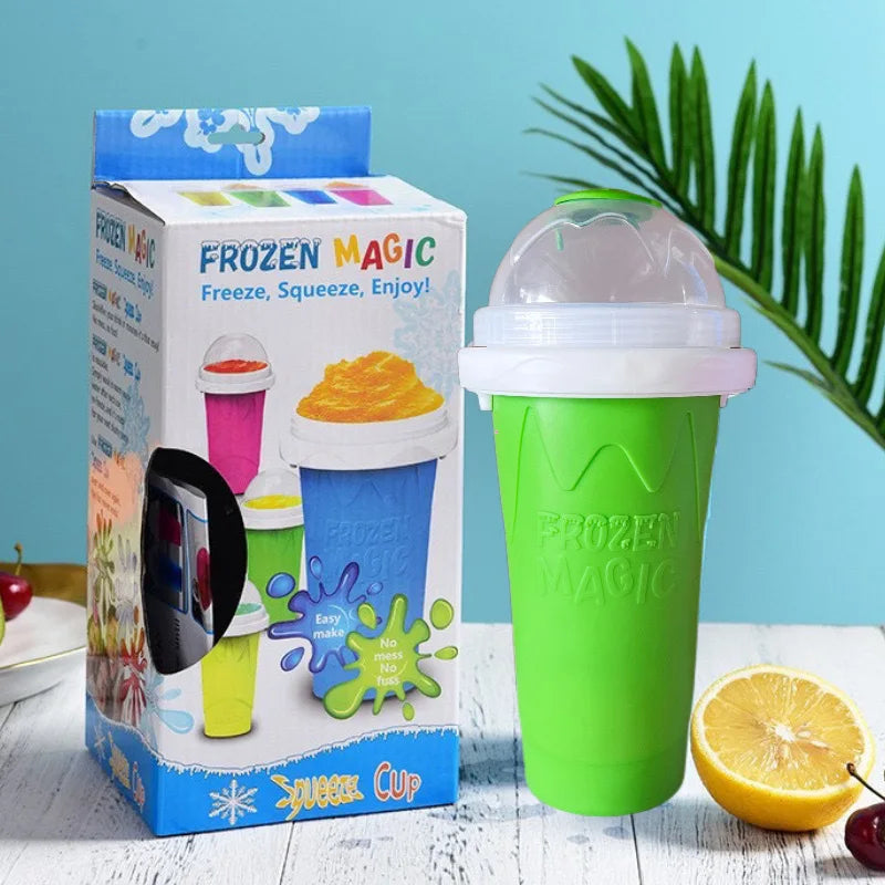 Squeeze Cup Magic Quick Frozen Smoothies Cupfor Juices Milk Ice Cream Make Double Layers Silica Cup for Kids Friends Family