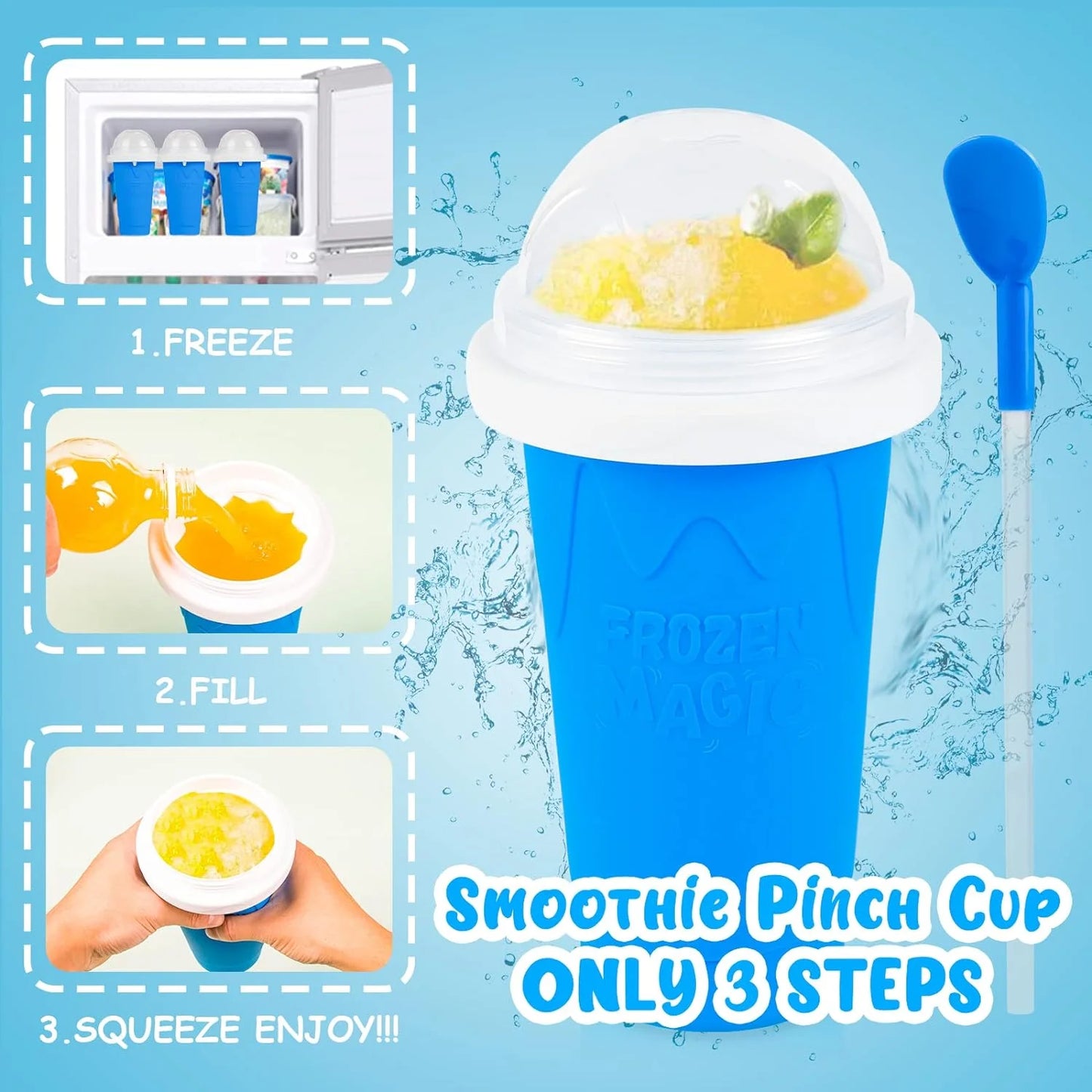 Squeeze Cup Magic Quick Frozen Smoothies Cupfor Juices Milk Ice Cream Make Double Layers Silica Cup for Kids Friends Family