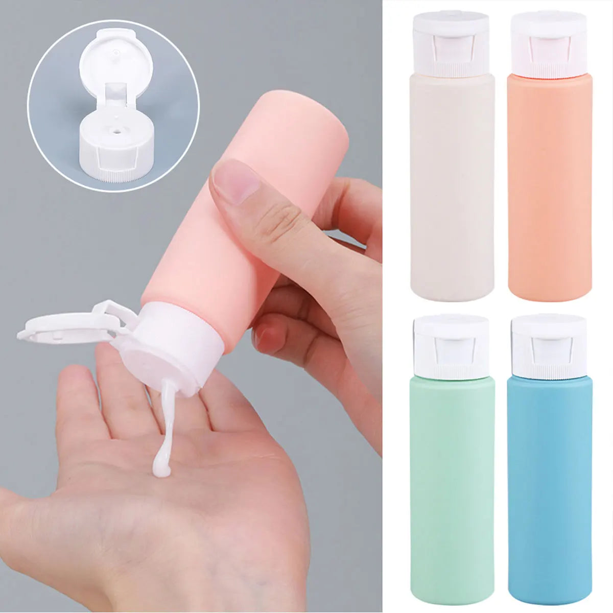 4-piece Silicone Leak Proof Toiletries, Packaged in Travel Bottles, Convenient to Carry on Business Trips