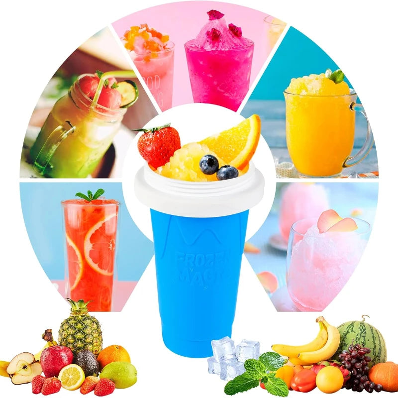 Squeeze Cup Magic Quick Frozen Smoothies Cupfor Juices Milk Ice Cream Make Double Layers Silica Cup for Kids Friends Family