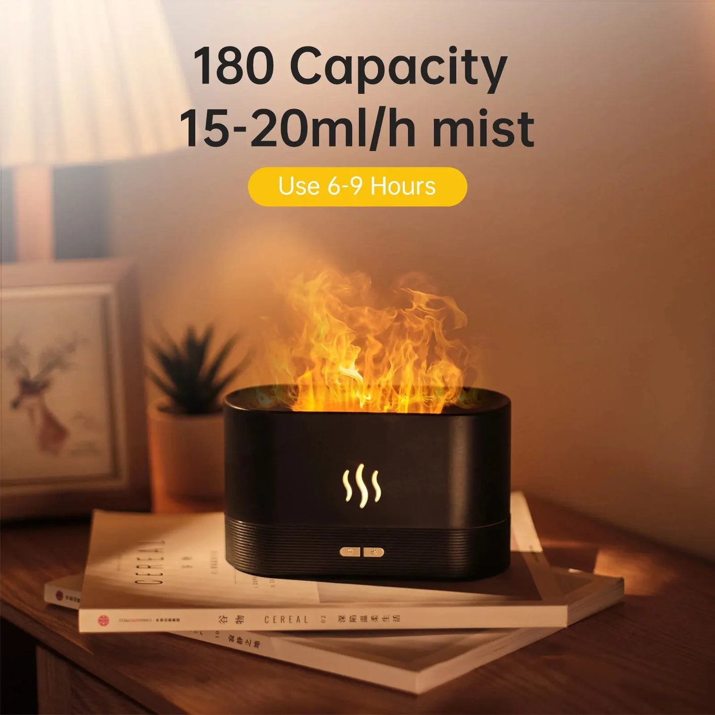 Vissko Aroma Flame Diffuser 180ML Air Humidifier Ultrasonic Aromatherapy Cool Mist Maker Essential Oil Lamp Difusers For Home