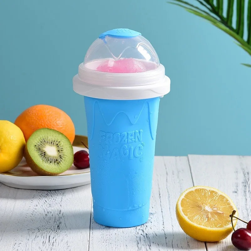 Squeeze Cup Magic Quick Frozen Smoothies Cupfor Juices Milk Ice Cream Make Double Layers Silica Cup for Kids Friends Family