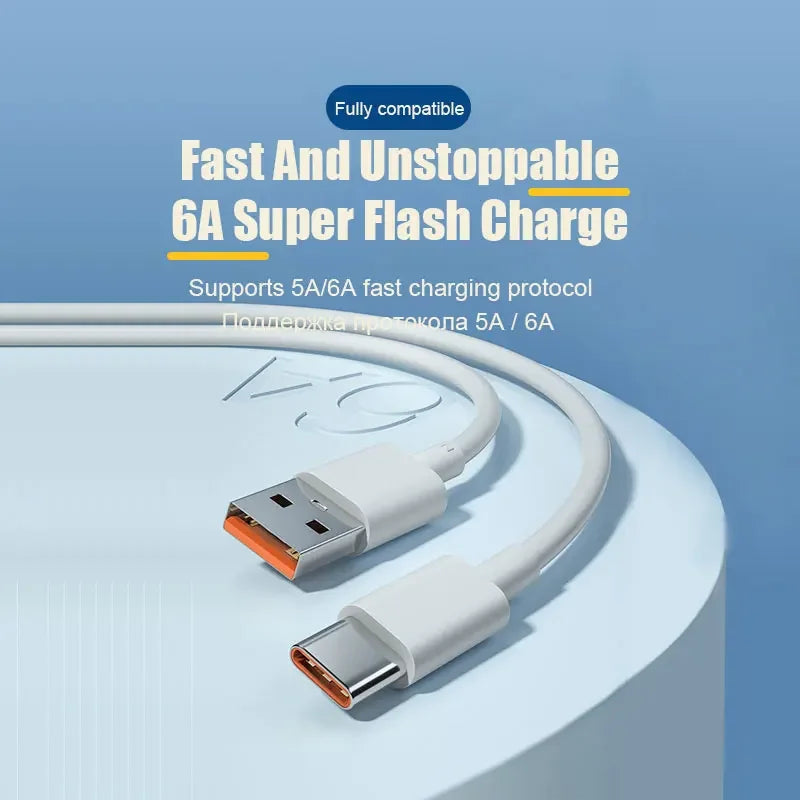 120W Fast Charging Cable For Xiaomi Mi 14 13T 12T 13 Ultra Redmi Note 13 12 11 Poco X6 F6 M6 Pro USB to Type C Fast Charge Cable