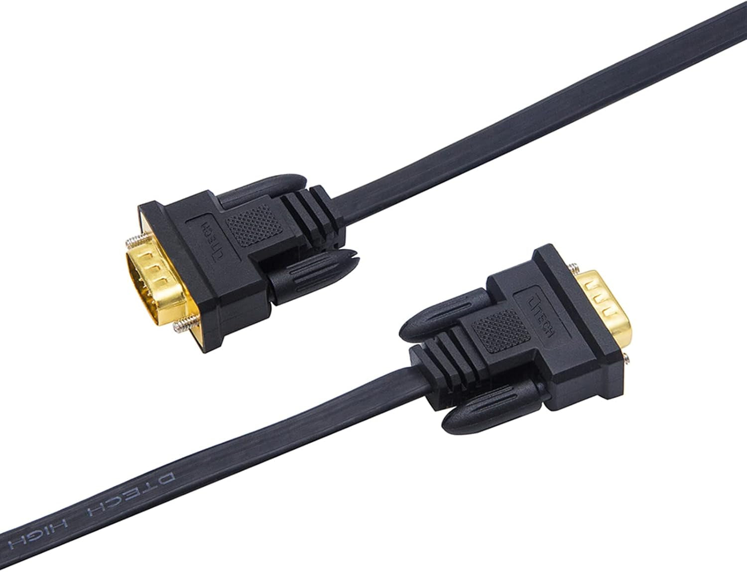 VGA to VGA Cable 50Ft Long Thin Flat 15 Pin Computer Monitor Cord Male to Male SVGA Wire (50 Feet, Black)