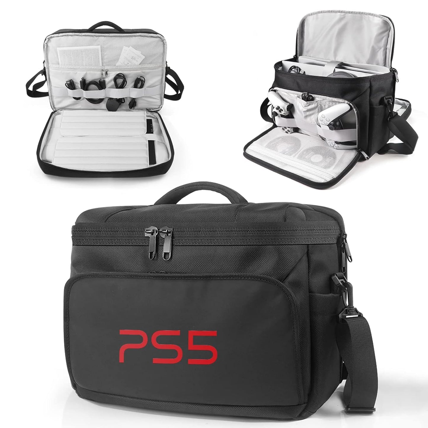 Ps5 Bag Ps5 Carrying Case Storage Case Bag for Play-Station 5 Slim Controller Console Ps5 Slim Travel Carrying Bag Travel Case for Game Disc Gaming Mice USB Cable Charger & Accessories