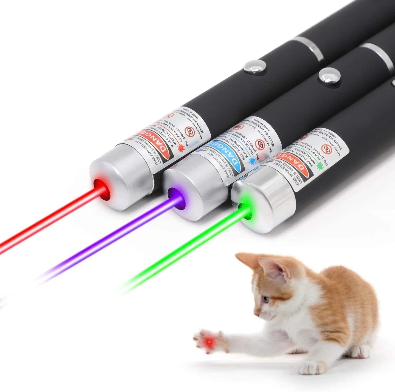 3 Packs 900Mile Laser Pointer Pen Green Blue Red Light Visible Beam Lazer