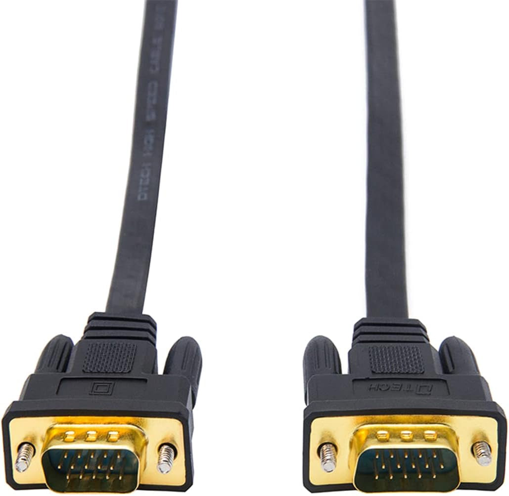 VGA to VGA Cable 50Ft Long Thin Flat 15 Pin Computer Monitor Cord Male to Male SVGA Wire (50 Feet, Black)