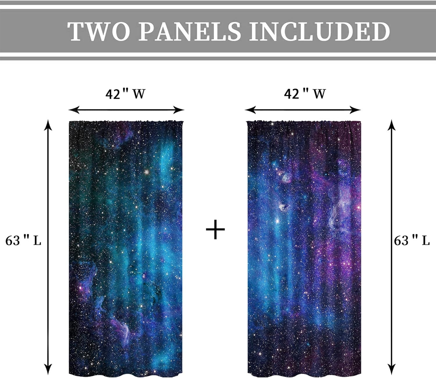 Kids Galaxy Outer Space Nebula Curtains 42W X 63L Inch Rod Pocket Blue Universe Planets Boys Girls Constellation Fantasy Starry Stars Trippy Bedroom Living Room Window Drapes Fabric 2 Panels