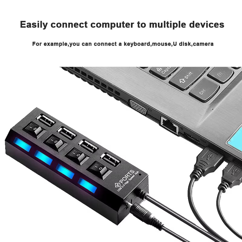 USB HUB USB Switch USB Hub 2.0 Adapter High Speed Multi 7 Ports Hub USB On/Off Switch Portable USB Splitter for Computer Laptop