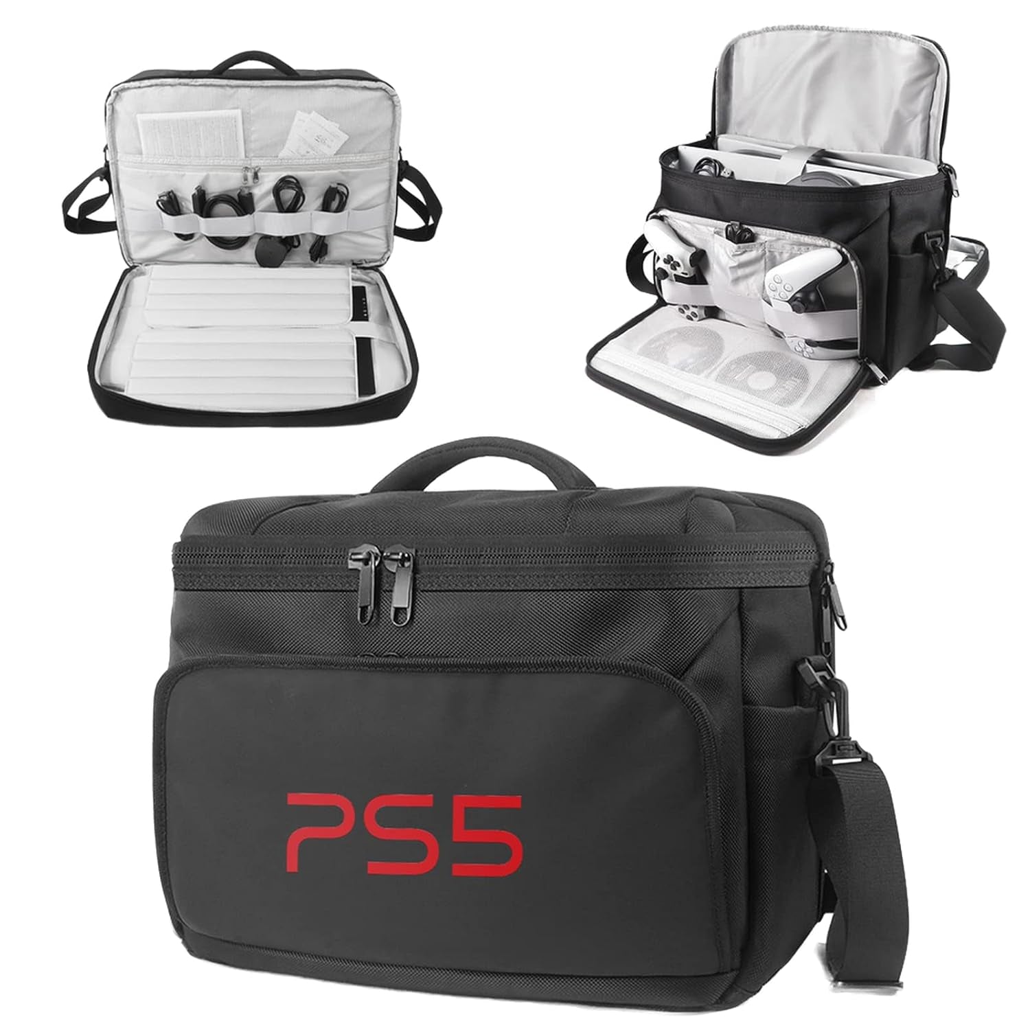 Ps5 Bag Ps5 Carrying Case Storage Case Bag for Play-Station 5 Slim Controller Console Ps5 Slim Travel Carrying Bag Travel Case for Game Disc Gaming Mice USB Cable Charger & Accessories