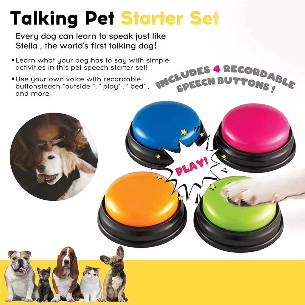 Talking Dog Buttons Funny Voice Recording Button for Pet Training Buzzer 30 Second Record Playback for Talking Communication Toy