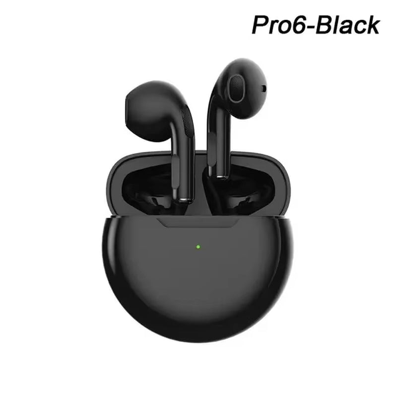 TWS Pro6 Earphone Bluetooth Headphones with Mic 9D Stereo Pro 6 Earbuds for Xiaomi Samsung Android Wireless Bluetooth Headset