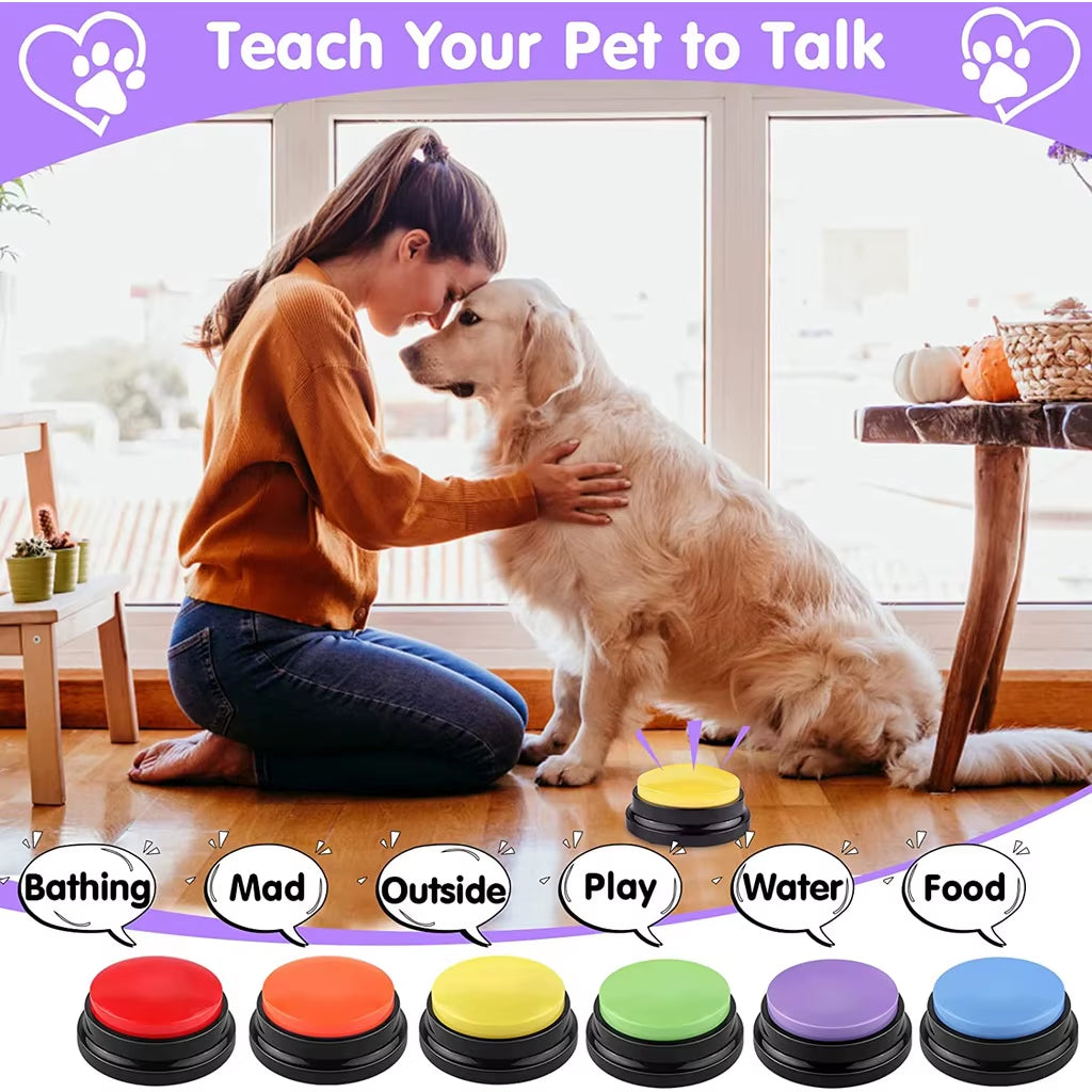 Talking Dog Buttons Funny Voice Recording Button for Pet Training Buzzer 30 Second Record Playback for Talking Communication Toy